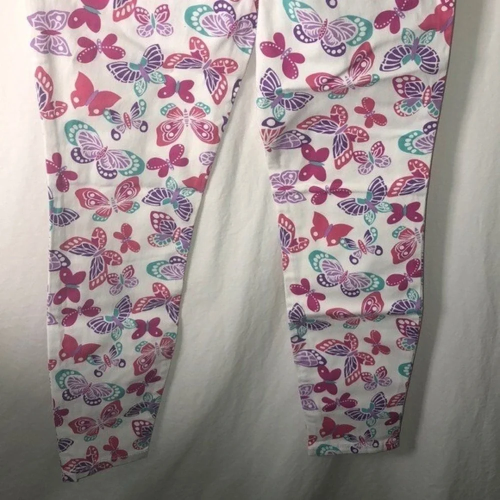 Children's Place Girls Slim Ankle Pants Sz 10 butterflies White Purple Princess‎